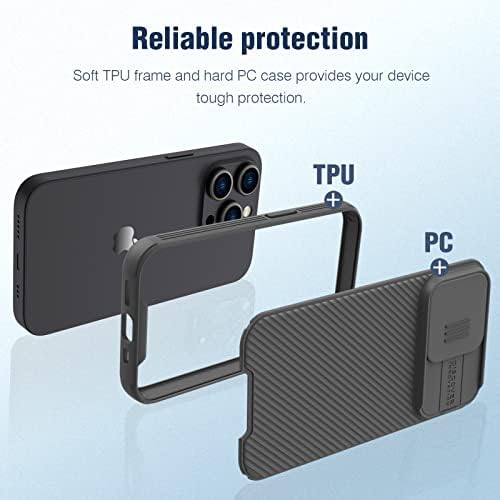 Nillkin for iPhone 14 Pro Max Case [Slide Camera Cover Protection] CamShield Pro Hard Slim Case Shockproof Dustproof Protective Phone Case for iPhone 14 Pro Max 6.7 inch 2022 Black
