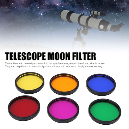 Telescope Filter Kit, 2 Inch Telescope Moon Filter, 6 Colors Filters Kit M48x0.75mm Telescope Eyepiece Filter Set, Telescope Nebula Filter, Telescopes Eyepieces