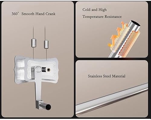 Ceiling Drying Rack Household Hand Operated Lifting Double Pole Clothes Hanger Ceiling Mounted Clothes Stainless Steel Manual Drying Rack for Balcony, Bathroom to Pursue,One Color-2.7m
