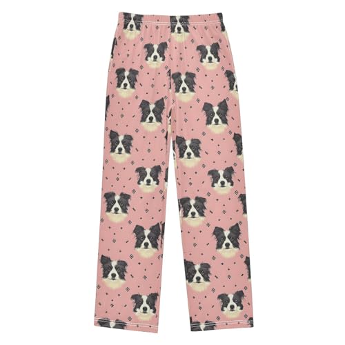 Border Collie Pink Pattern Pajama Pants Soft Sleep Bottoms Long Pjs S