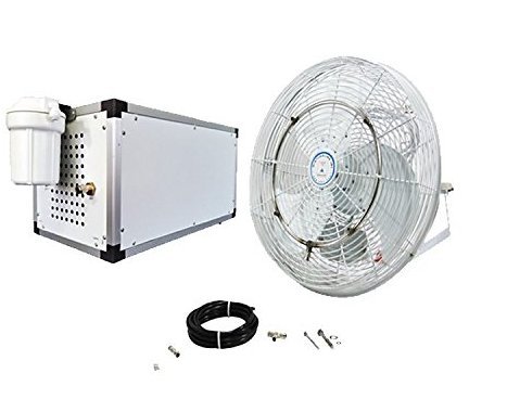 mistcooling Outdoor Misting Fan Kit-18” Fan with 1500 PSI Misting System-Residential, Restaurant and Industrial Misting Pump – High Pressure (White Color) (5 Fans 18