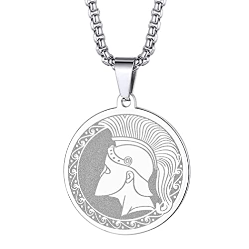 Image of chengxun Symbol of the Ancient Greek God of War - Ares Necklace for Men Women Greek War Memorial Charm Pendant Neck Chain Amulet Talisman Jewelry Gift (232S)