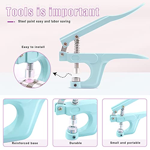 Swpeet Sewing Snaps Fasteners Kit With Press Pliers Installment Tool, 300Sets T3/T5/T8 Plastic Metal No-Sew Snap Buttons For Sewing, Clothing, Bibs, Rain Coat Crafting Diy Handmade(Blue) #TOP3