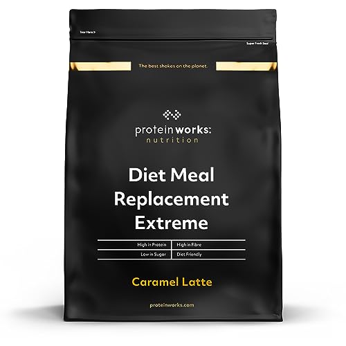 Protein Works - Diet Meal Replacement Extreme Shake, 200 Calorie Meal, High Protein Meal, Supports Weightloss, 8 Servings, Caramel Latte, 500g