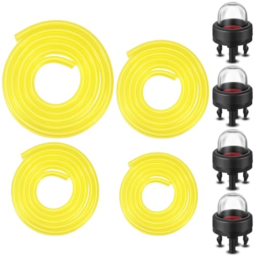 Therwen 4 Sizes 4 Feet Fuel Line Hose Kit with Chainsaw Primer Bulb Compatible with 188-512 Snap in Primer Bulb for Small Engine, String Trimmer Chainsaw Blower Lawn Mower