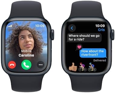 Apple Watch Series 9 [GPS 41mm] Midnight Aluminum Case with Midnight Sport Band, M/L (Renewed) - View 6