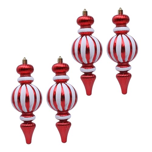 Gourdes à rayures rouges blanches Lot de 4 suspensions légères de Noël pour petit sapin