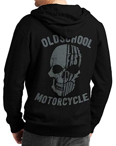 Herren Zip Hoodie Sweat-Jacke mit Kapuze Kapuzen-Jacke Winter mit Motiv Bedruckt Totenkopf Skull Biker Motorrad Oldschool Skull