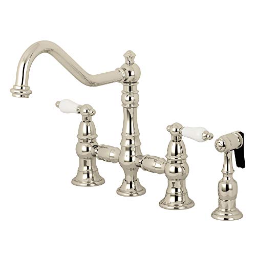 Kingston Brass KS3276PLBS Restoration Bridge Kitchen Faucet, Polished Nickel Kingston Brass KS3276PLBS Restoration Bridge Kitchen Faucet, Polished Nickel