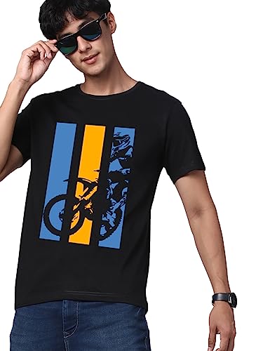 T-shirt en coton imprimé ADRO pour homme au style cycliste confortable