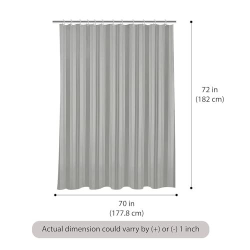 Image of Wakefit Shower Curtain 6 Feet | 14 Free Hooks | No Plastic Smell | Waterproof Bathroom Curtain | Curtain for Balcony | Machine Washable Fabric | Grey Stripes | Height 6ft & Width 6ft | Very Premium