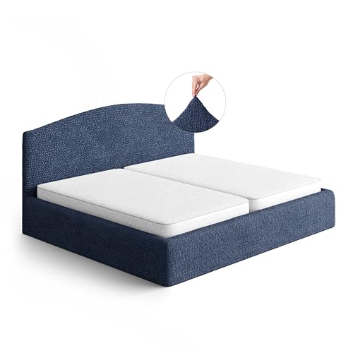 Housse de tête de lit microfibre bleu marine extensible lit 2 personnes