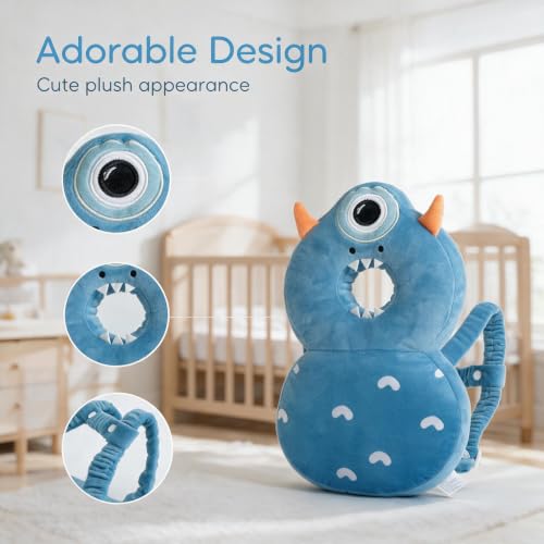Image of Baby Head Protection Backpack - Soft Lightweight Fall Cushion for Toddlers During Crawling & Walking, Helps Ease Impact from Backward Tumbles(One-Eyed Monster)