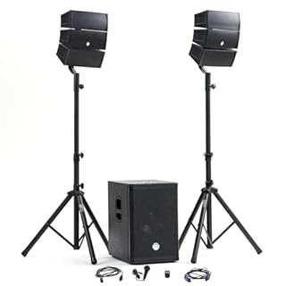 Pack Sono DJ Complet BM Bmsonic BMS-12-ARRAY-BT, 1000W, Enceintes Satellites, Caisson 31cm USB/Bluetooth, Supports Câbles