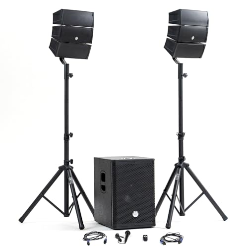 Pack Sono DJ Complet BM Bmsonic BMS-12-ARRAY-BT, 1000W, Enceintes Satellites, Caisson 31cm USB/Bluetooth, Supports Câbles