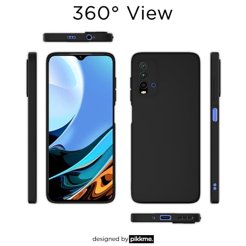 Image of Outlouders Back Cover for Redmi 9 Power /Poco M3 | Camera Protection | Durable Soft Matte Silicone Bumper Case (Black)