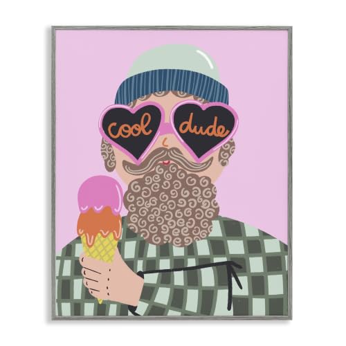 Cool Dude Whimsical Man Checkered, 24 x 30 Inch Framed Giclée Print