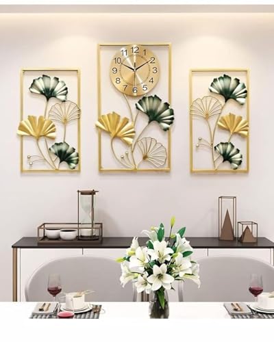 Image of Metal Wall Clock Big Double Circle Antique Handcrafted Wall Clock for Bedroom Living Room (Design 2)