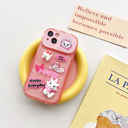 Ifilove For Iphone 14 Pro Max Marie Cat Case With Flip Mirror Stand, Girls Kids Women 3D Cute Cartoon Character Camera Kickstand Soft Protective Case Cover For Iphone 14 Pro Max (Pink) #TOP6