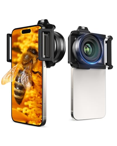 APEXEL ZM100 Handy Makroobjektiv F1.05 mit Handyclip, Maximale Vergrößerung 20X, Smartphone Kamera Makroobjektiv passend für iPhone17/16/15, Samsung,...