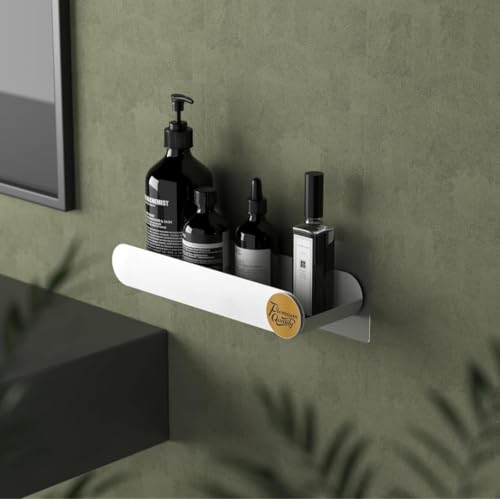 Image of RIOMAX Pack of 4 Bathroom Shelf for Wall, Self-Adhesive Bathroom Organiser, Wall Mounted Shelf, Kitchen Storage Racks, Soap Holder (Plastic, 2 Bathroom Shelves+ 2 Soap Holders) (White)