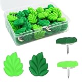 50 Pcs Leaf Push Pins Decorative Thumb Tacks in Green Cute Office Decor for Cork Board Bulletin Board, Photos Wall Maps and Other Offices Schools Supplies Christmas Decoration