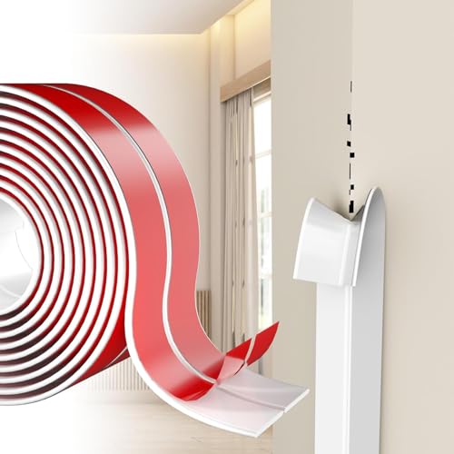 Selbstklebend Kantenschutz Leisten – Flexible Weichsockelleiste für Türen, Fenster, Wände, Küche, Fliesen – 6M Wasserdichte Rolle, Einfach Schneidbar, Ideal für Heimwerker und Renovierungen