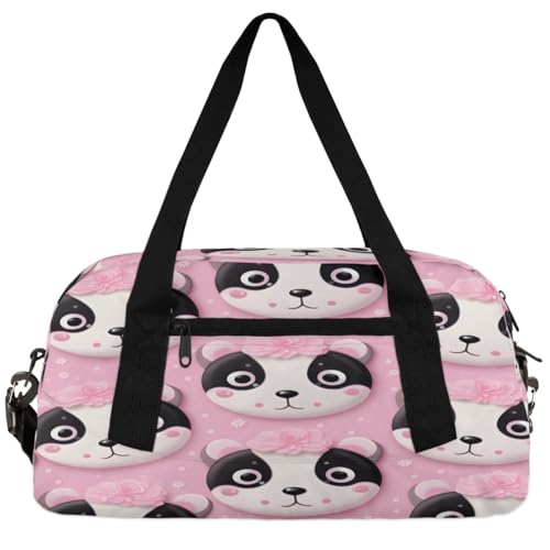 Beautiful Cartoon Panda Kids Duffle Bag Boys Girls Small Sport Dance Gym Bag for Overnight Travel Weekender Carry On