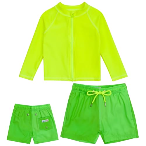 Image of SwimZip Boys' Long Sleeve Rash Guard & Swim Shorts Set - UPF 50+ Sun Protection