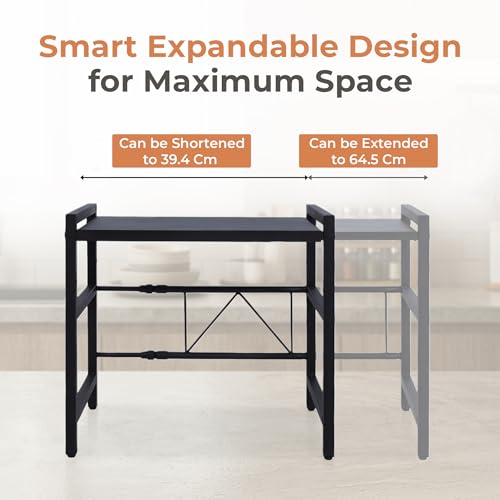 Image of HomeEssentials Kitchen Adjustable Standing Shelving Rack, Multi-Layer Storage Organizer, Heavy Duty Metal Rack for Kitchen Countertop, Pantry, Microwave Oven & Spice Storage