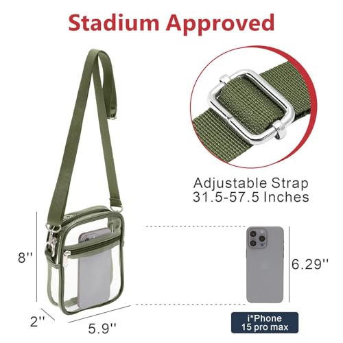 Image of PACKISM Clear Bag for Stadium Events - Clear Purses for Women Transparent Crossbody Messenger Bag for Concerts Game Day