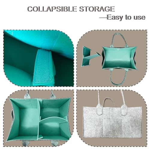 Image of Baby Diaper Caddy - Practical, Modern Style - Baby Basket - Light Gray & Green
