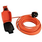 Netagon IP54 Single 1 Gang Plug Waterproof Outdoor Electrical Inline Socket Extension Lead | 5M,10M, 20M or 25M Long Cable (1, 10M Long Cable)