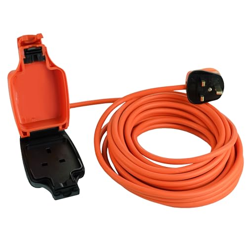 Netagon IP54 Single 1 Gang Plug Waterproof Outdoor Electrical Inline Socket Extension Lead | 5M,10M, 20M or 25M Long Cable (1, 10M Long Cable)