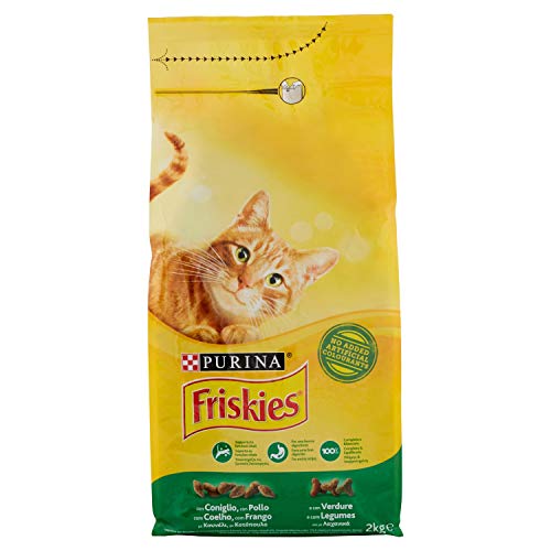 Friskies Comida para Gatos para Adultos, con Conejo, Pollo y Verduras añadidas, 2 kg
