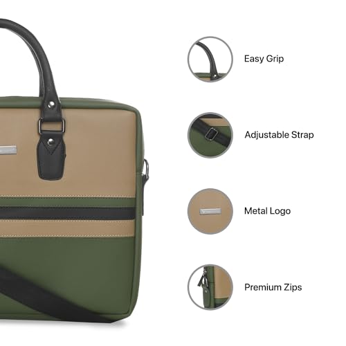 Image of Vaku Luxos MILAN 14 Inch Laptop Bag Leather Collection Messenger Organizer Shoulder Sling Office Bag for Men & Women With Adjustable Strap for Laptop and MacBook up to 14 inch