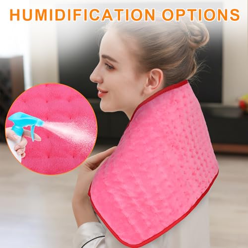 Image of Deepsoon Heating Pad,Electric Heating Pads for Back,Neck,Moist Heating Pad for Abdomen Shoulder Knee Legs,Dry /Moist Heat&Auto Shut Off,Mother's Day Birthday for Men and Women,Fuchsia,24x12 Inch