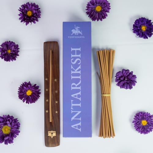 Image of Antariksh Luxury Incense Sticks | 60 Bambooless Incense Sticks | Pure Sheesham Wood Stand | Long Lasting Fragrance | Complete Sensory Journey | Ethically Crafted | Pack of 4
