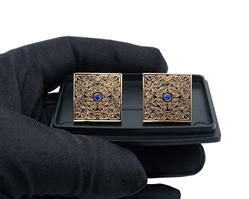 Square Enamel Cufflinks for Men Gold Plated Retro Patterns Men's Cuff Link Set for Wedding Shirt Party Business Birthday Anniversary Dress2