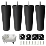 NATGAI Plastic Sofa Legs, 4 Pack 5.7' Couch Legs Replacement Furniture Sofa Legs with Mounting Plates Screws Chair/Couch/Loveseat/Cabinet M8 Thread Compatible for IKEA Or US Made Furniture