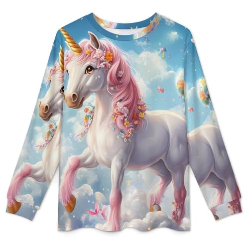 Cute Un-icorn Balloon Flower Pajama Set Long Sleeve Lounge Sets Sleepwear 2 Pjs Nightwear for Men Women4