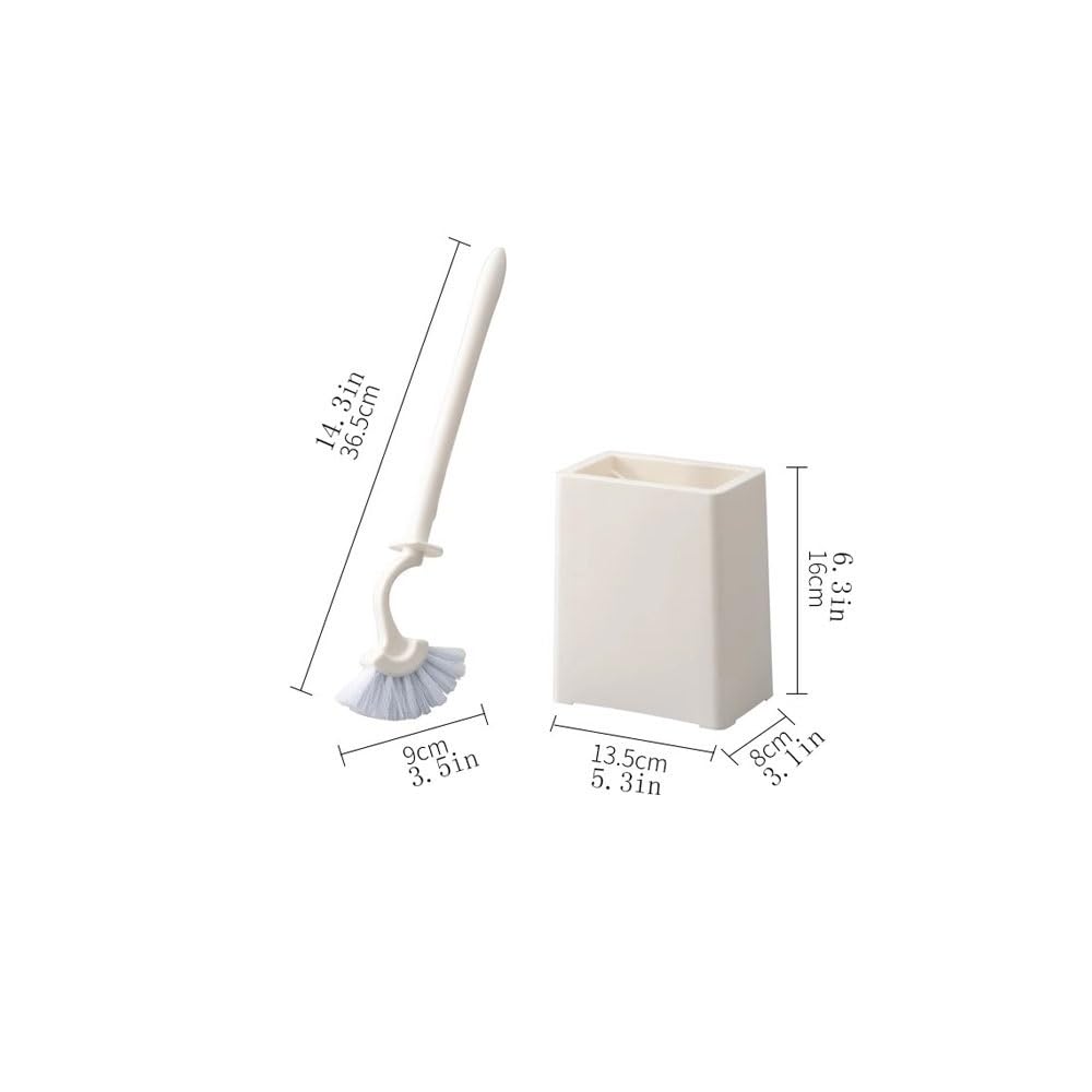 Escobillero y Portaescobillas Cepillo de Inodoro resinoso Suelo con cerdas en Forma Abanico y Mango extraíble Limpieza Profunda