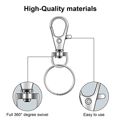 Image of 120PCS Premium Swivel Lanyard Snap Hook with Key Rings, Metal Keychain Hooks for Jewelry Making, Crafts (Bronze)