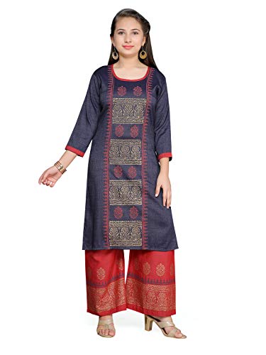 Image of Aarika Girl's Cotton A-line Knee Length Kurta and Pallazo Set