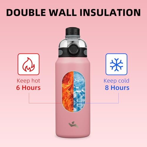 Image of Konokyo 32 oz Insulated Stainless Steel Water Bottle with Straw Lid