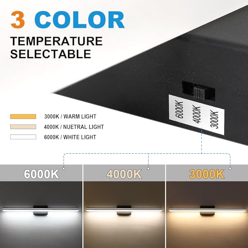 Image of SineRise LED Modern Bathroom Vanity Light Bar (48-Inch, 3000K /4000K /6000K), Matte Black Dimmable Modern Acrylic Bathroom Wall Lighting Fixtures Over Mirror