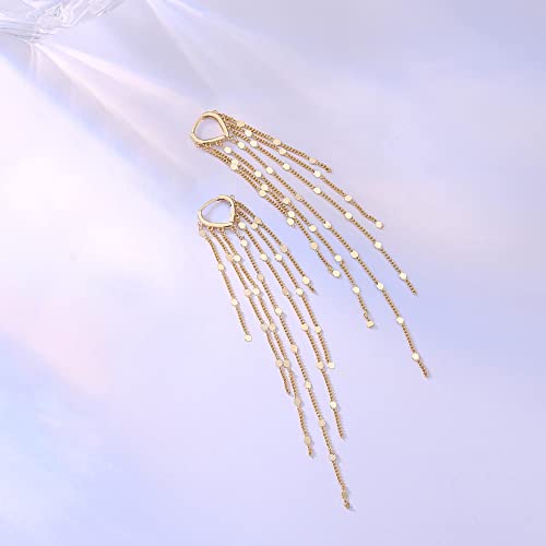 Long Tassel Dangle Drop Chain Earrings, Silver Fringe Earrings for Prom4