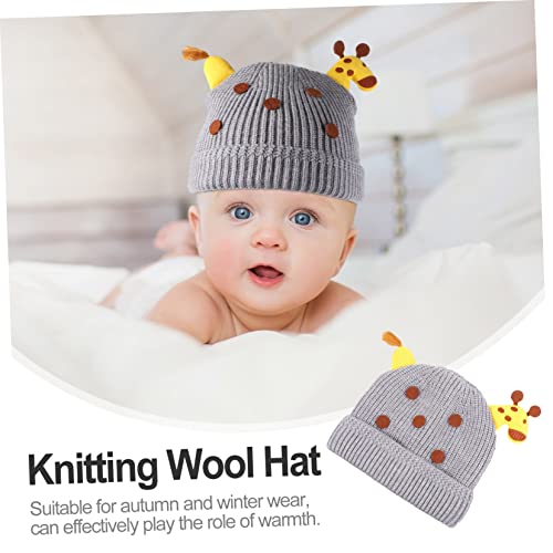 Homoyoyo 1pc Giraffe Wool Cap Hat Newborn Boy Girl Knitted Hat Warm Woolen Yarn Beanie Winter Fashion Accessory Grey4