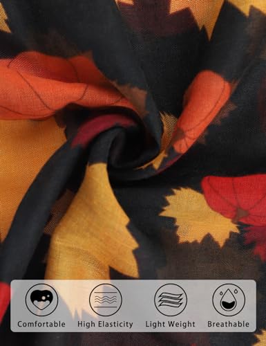 Fall Leaves Maple Pumpkin Scarf Soft Lightweight Pumpkin Patterns Scarf Warm Long Unisex Scarf for Autumn Thanksgiving Chirstmas Holiday Gift2