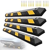 STARSIGNS 4 Pack Rubber Parking Curbs 72 Inch Heavy Duty Parking Stopper for Garage and Driveway for Cars and Trucks Durable Parking Lot Bumper(4 Pack)